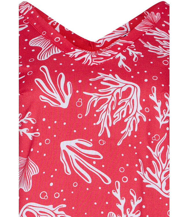 mouwloos bio-viscose geweven strandhemd 'coral beach'