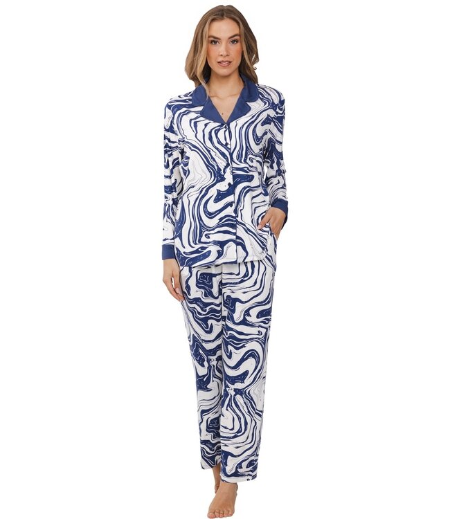 ladies luxury full button pyjama 'watercolour art'