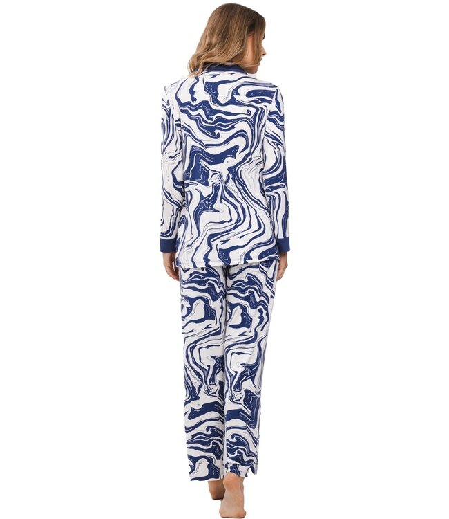 ladies luxury full button pyjama 'watercolour art'