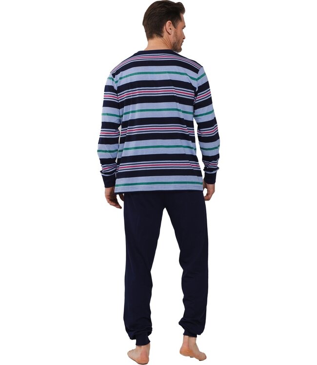 men's cotton pyjama with buttons 'stripey blue'