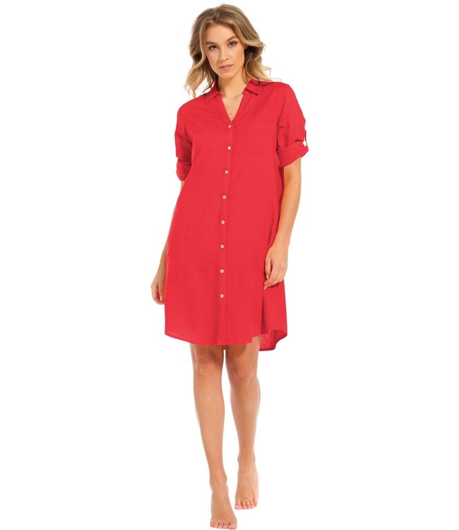 rood geweven strandshirt 'sunny day'