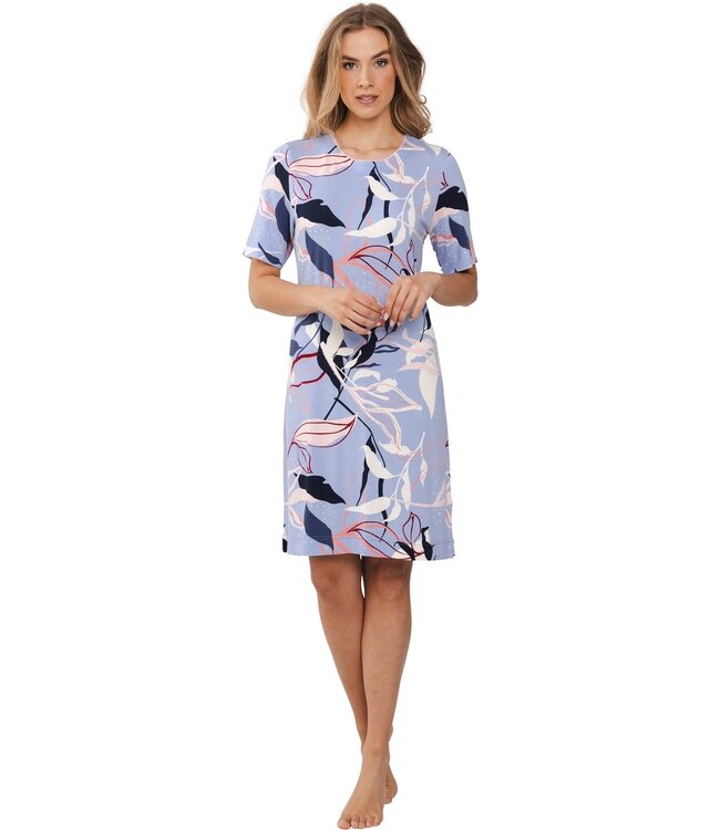 luxe nachthemd met korte mouwen 'floral garden'