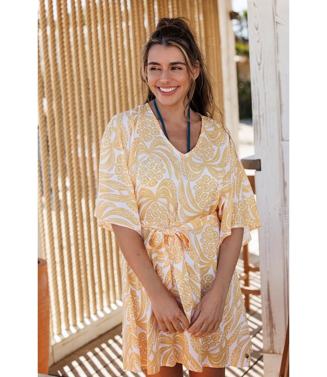 geweven viscose strandjurk 'pineapple paradise'