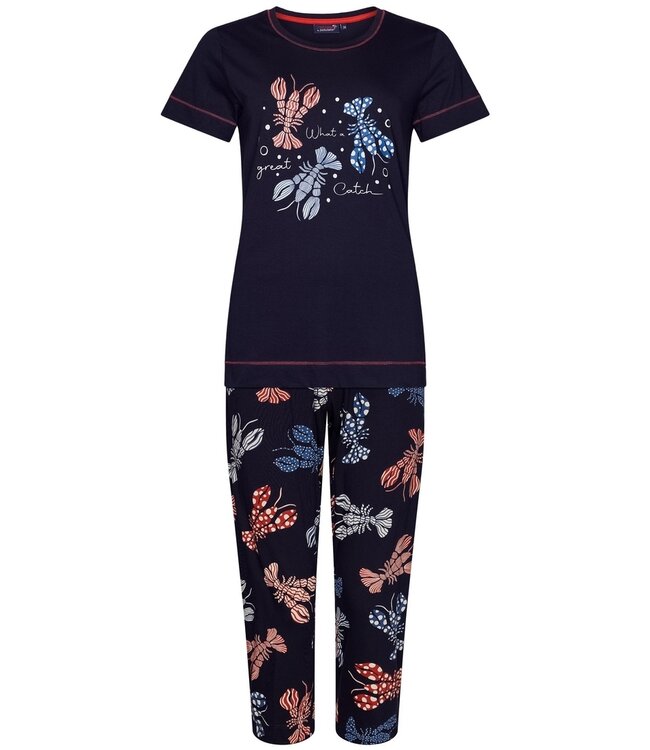 short sleeve organic cotton 3/4 pyjama set 'so catchy'