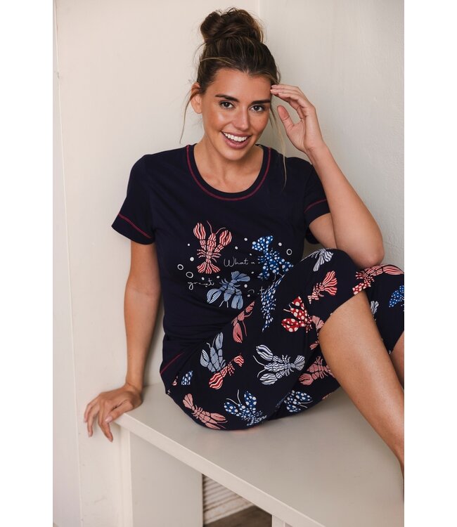 short sleeve organic cotton 3/4 pyjama set 'so catchy'