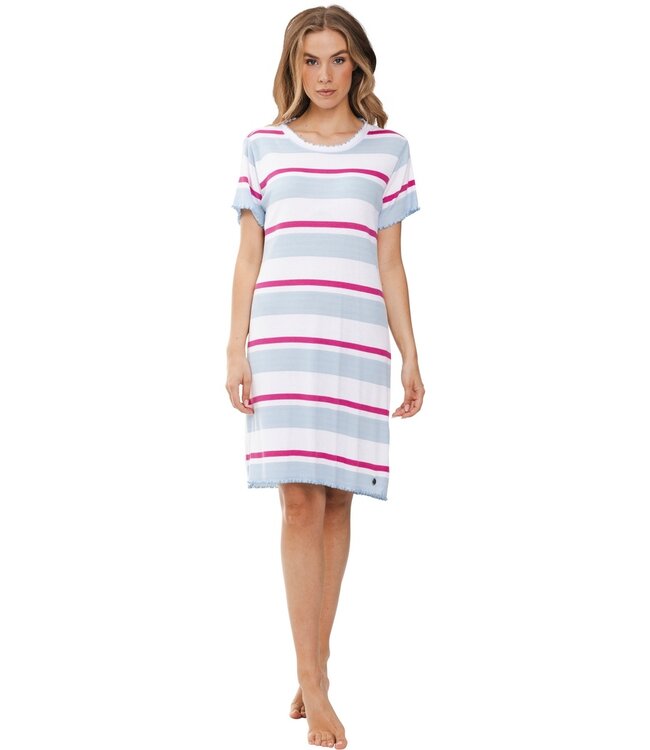 short sleeve ladies ribbed nightdress 'summer stripes'