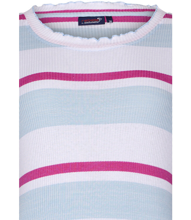 rib damesnachthemd met korte mouwen'summer stripes'