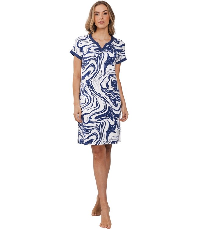 ladies luxury short sleeve nightdress 'watercolour art'