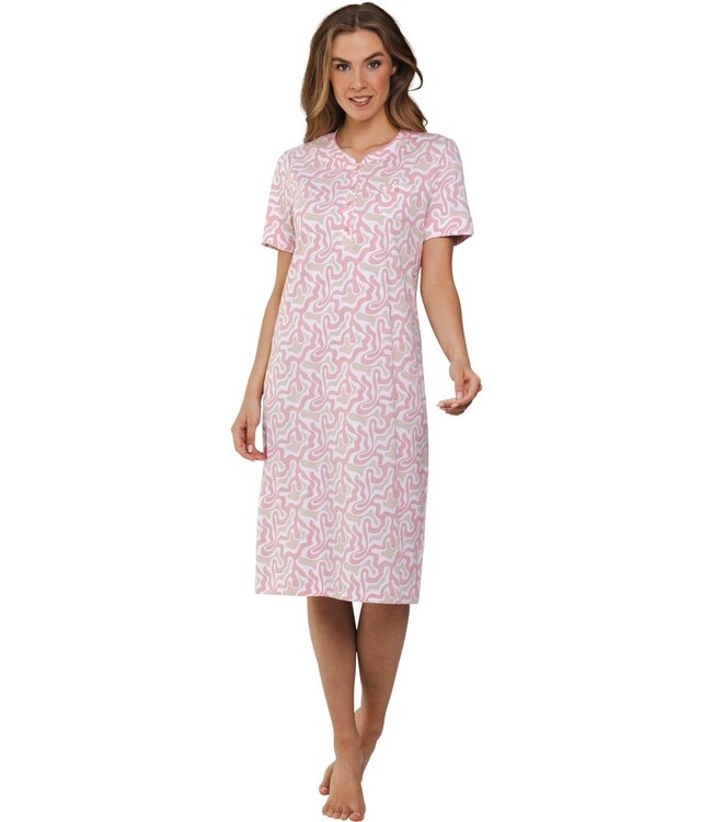 dames nachthemd van katoen met korte mouwen 'floral fusion art'