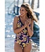 soft cup, v-neck powernet swimsuit 'sunshine flower'