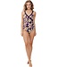 soft cup, v-neck powernet swimsuit 'sunshine flower'
