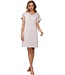 ladies cotton nightdress set with buttons 'stripey beige'