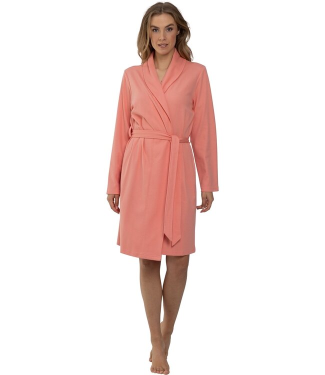 orange, cotton microwaffle wrap-over morning gown 'summer moments'