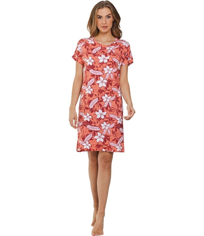 bamboe-mix dames nachthemd met korte mouwen 'floral fusion'