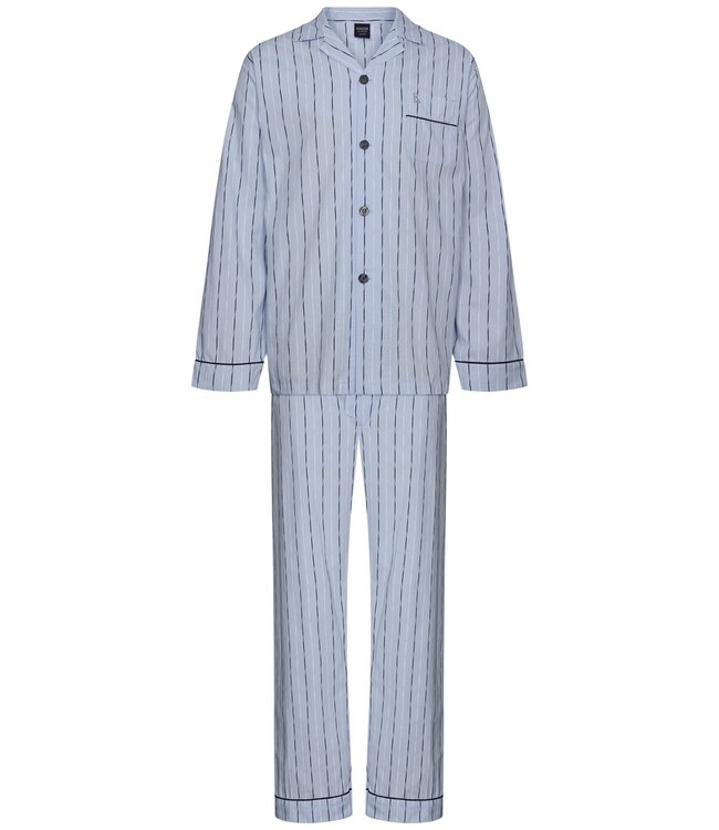geweven katoen doorknoop herenpyjama 'modern stripes'