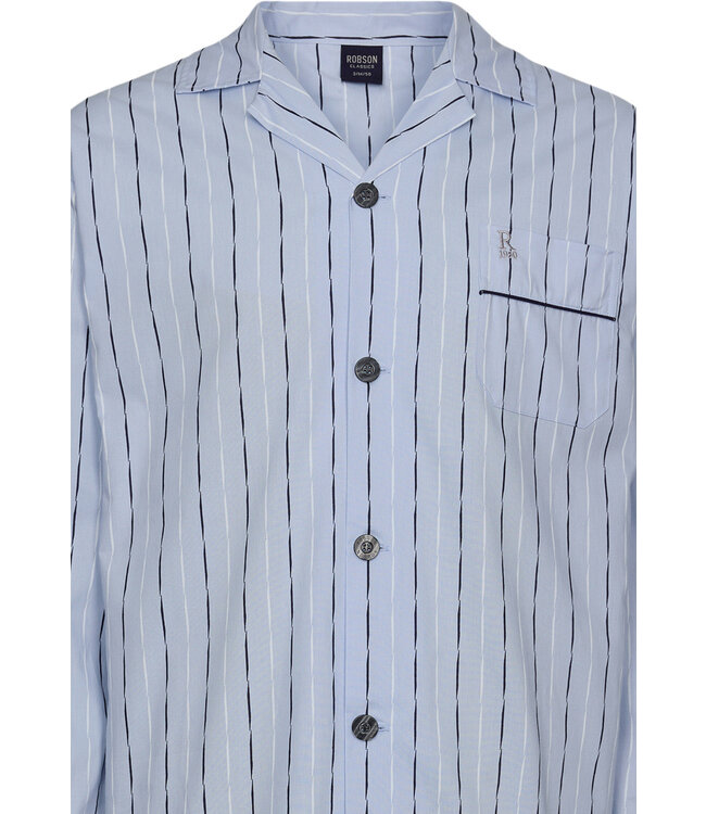 men's full button woven cotton pyjama 'modern stripes'