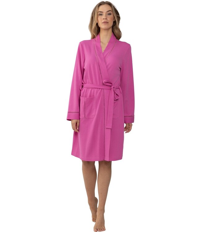 micro-waffle cotton-mix kimono 'summer fuchsia'