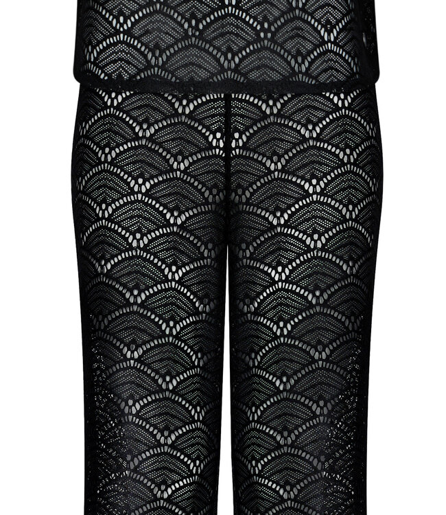 black beach suit set with flared pants 'lacey beach'