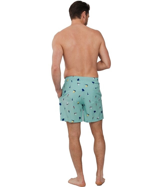 light blue swim shorts with elasticated tie-waist 'parakeet fun'