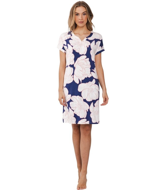 luxe damesnachthemd met korte mouwen 'floral bloom'