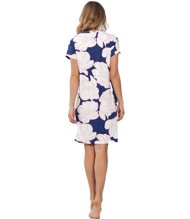 luxe damesnachthemd met korte mouwen 'floral bloom'