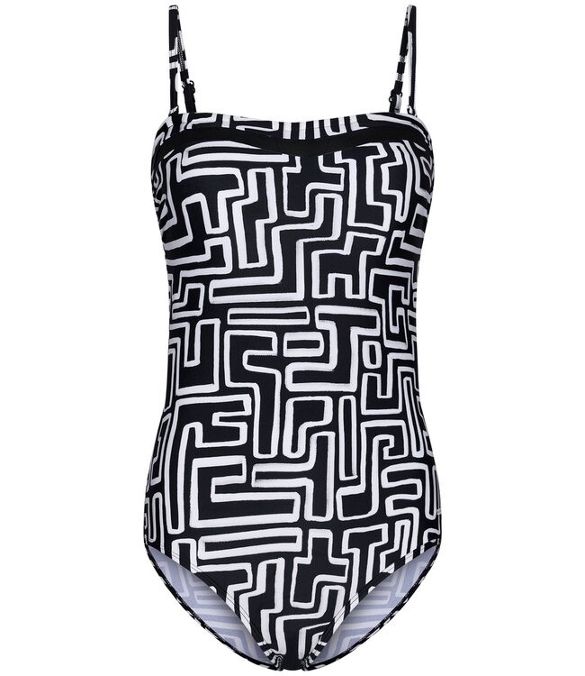 soft cup power net swimsuit 'monochrome beach'