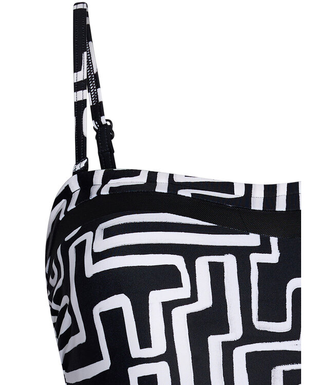 soft cup power net swimsuit 'monochrome beach'