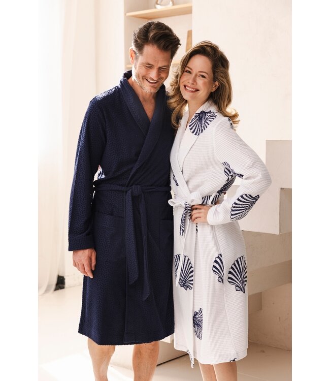 donkerblauwe overslag heren ochtendjas 'geometric blue'