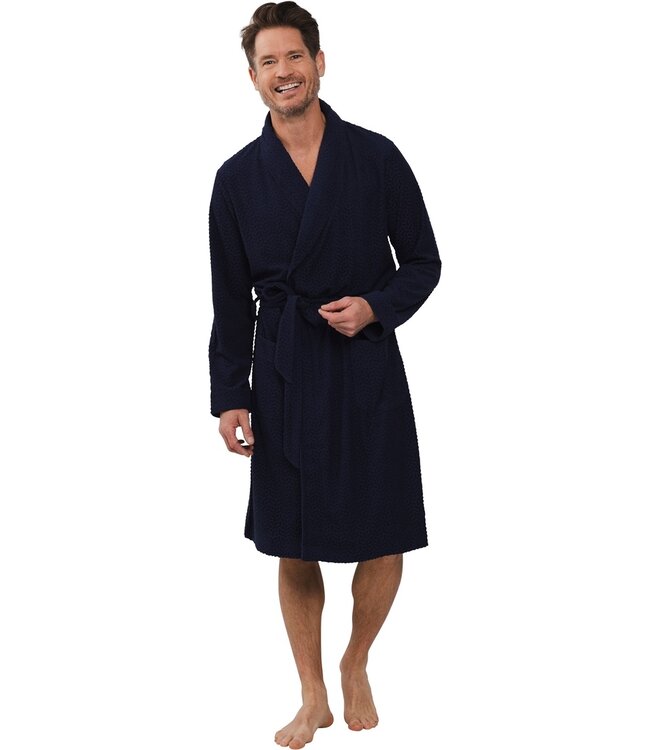 donkerblauwe overslag heren ochtendjas 'geometric blue'