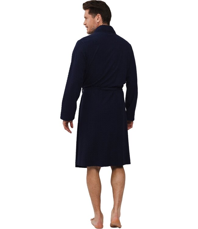 donkerblauwe overslag heren ochtendjas 'geometric blue'