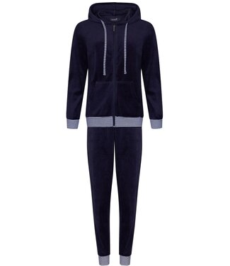 Rebelle trendy velvet home lounge suit with zip 'fabulously stripey'