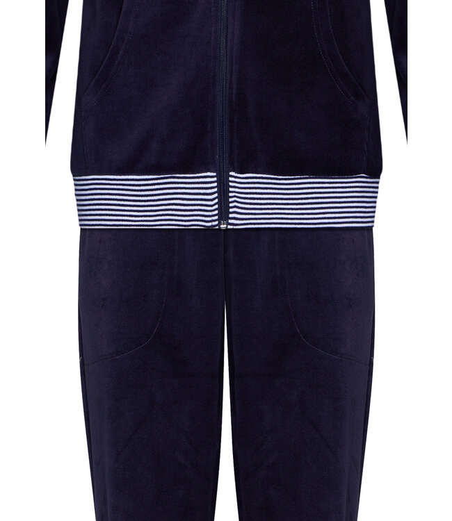 trendy velours huis-lounge-pak met rits 'fabulously stripey'