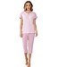 ladies cotton pyjama set with buttons 'stripey pink'