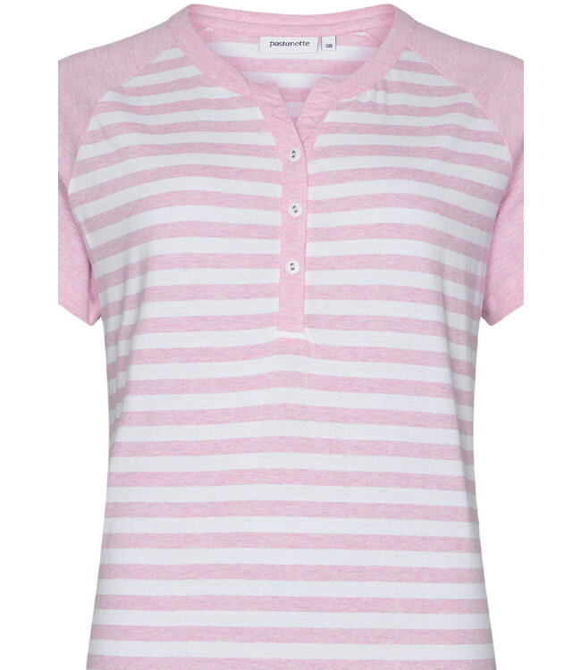 ladies cotton pyjama set with buttons 'stripey pink'