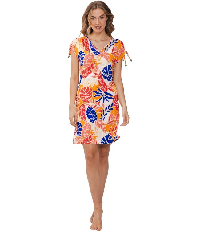 Strandjurk met V-hals en kapmouwen 'beach twist'