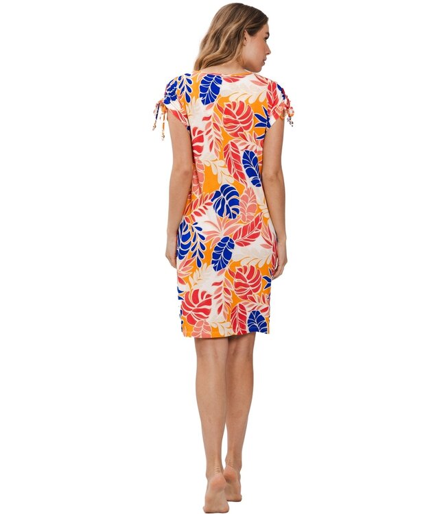 Strandjurk met V-hals en kapmouwen 'beach twist'