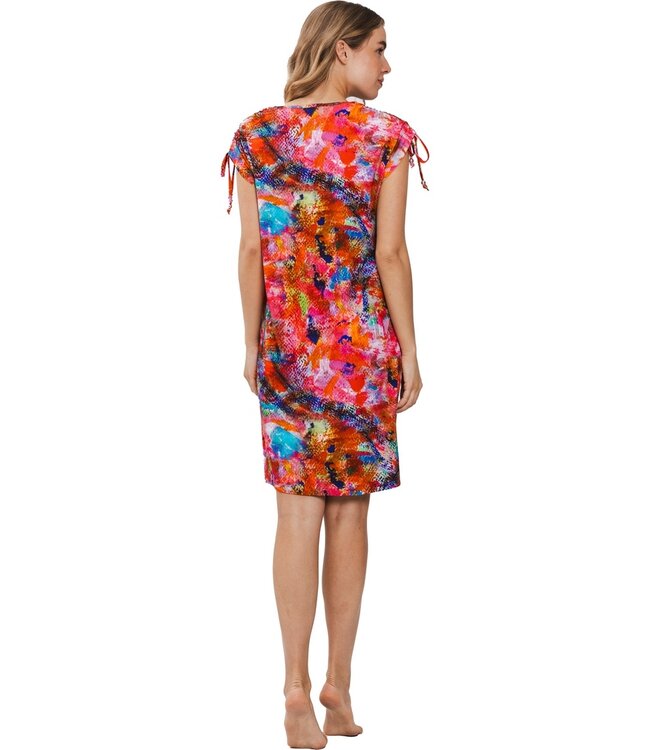 strandjurkje met kapmouwen en v-hals 'funky fusion'