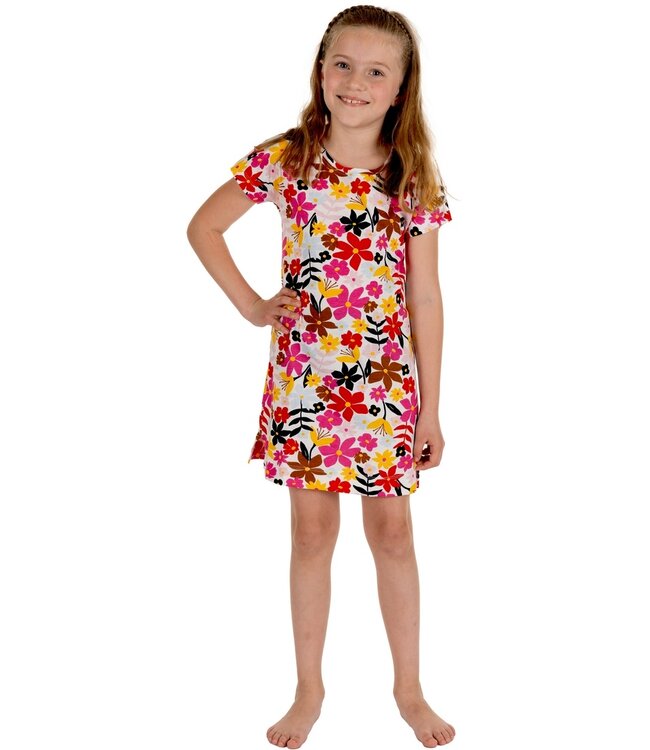 bio katoenen meisjes nachthemd met korte mouw 'fabulous flowers bloom'
