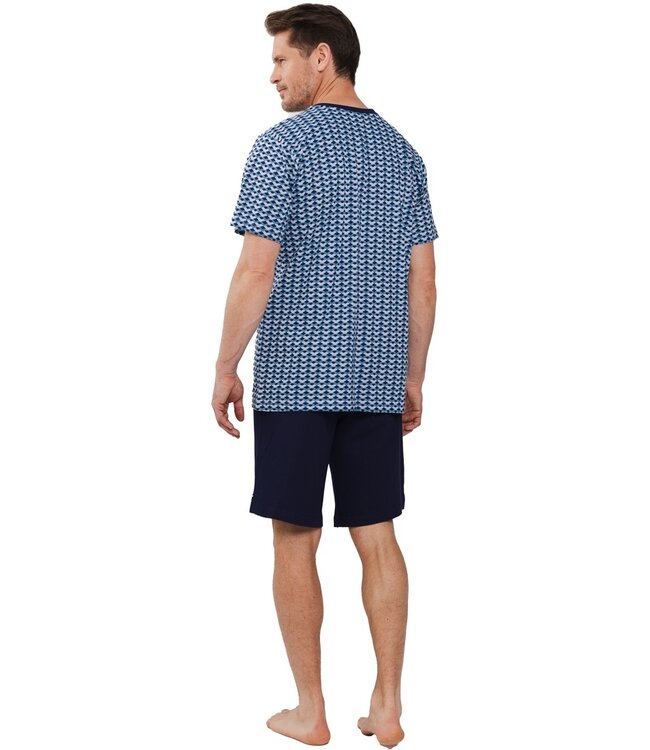 men's cotton shorty set with buttons 'geometric blocks'