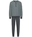 Pastunette for Men groene, katoenen heren pyjama met lange mouwen en knoopjes 'boomerang squares'
