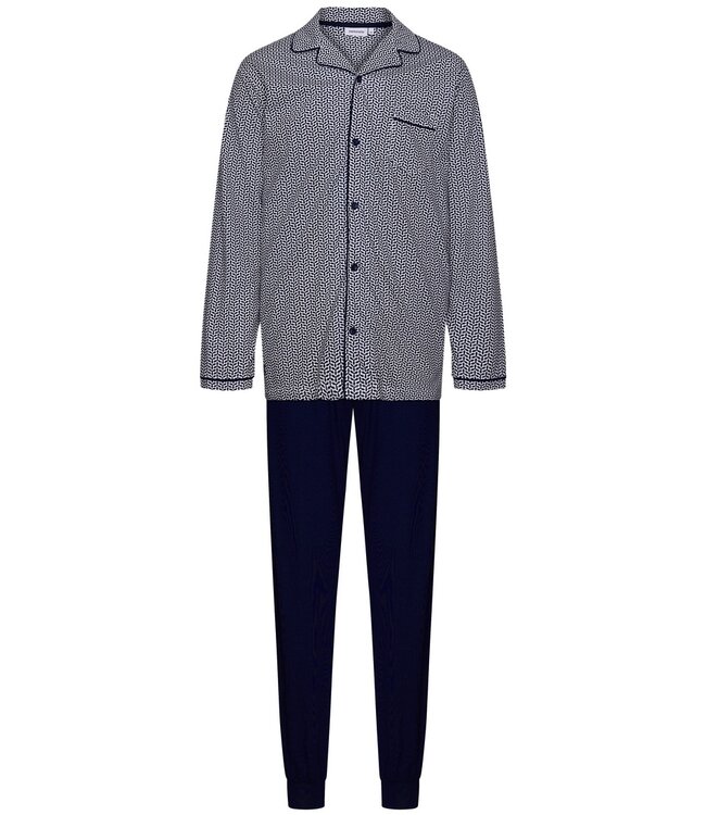 men's full button cotton-modal pyjama set 'geometric blue'