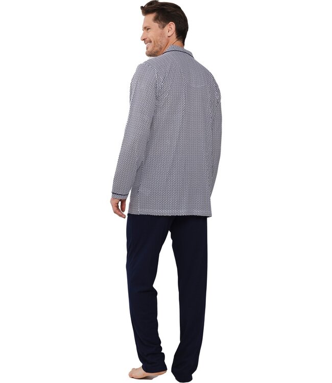 men's full button cotton-modal pyjama set 'geometric blue'