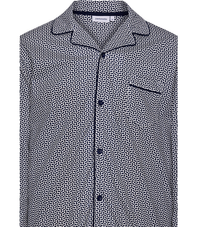 katoen-modal doorknoop herenpyjama 'geometric blue'