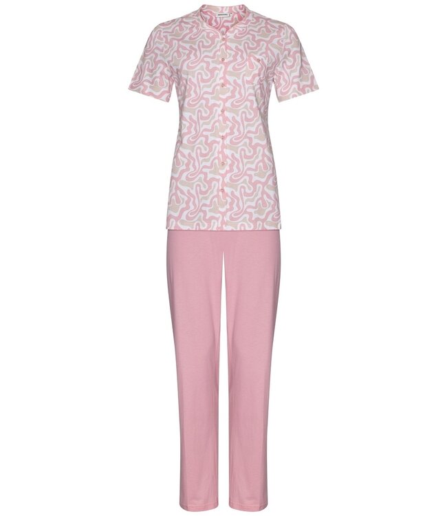dames pyjamaset van katoen met korte mouwen 'floral fusion art'