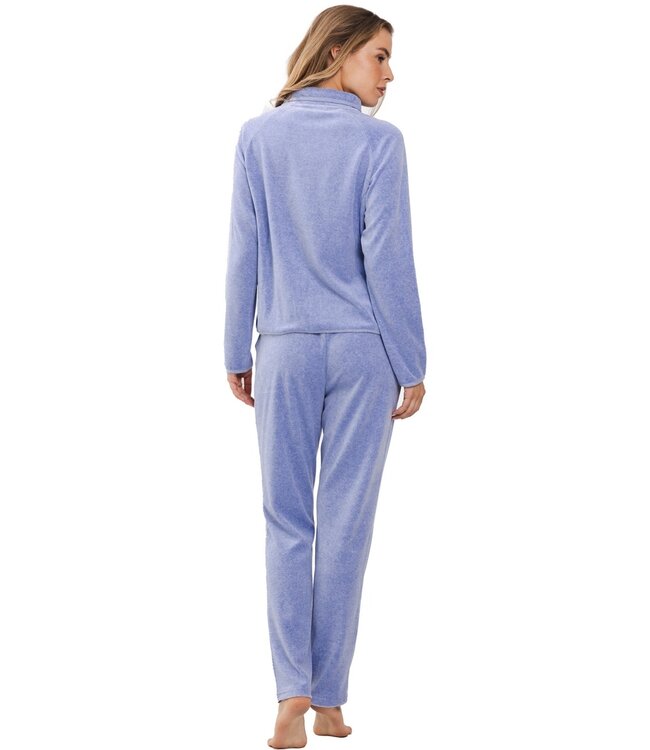 luxury light blue velvet home lounge suit with zip 'home comfort'