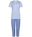 ladies cotton pyjama set with buttons 'stripey blue'