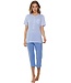 ladies cotton pyjama set with buttons 'stripey blue'