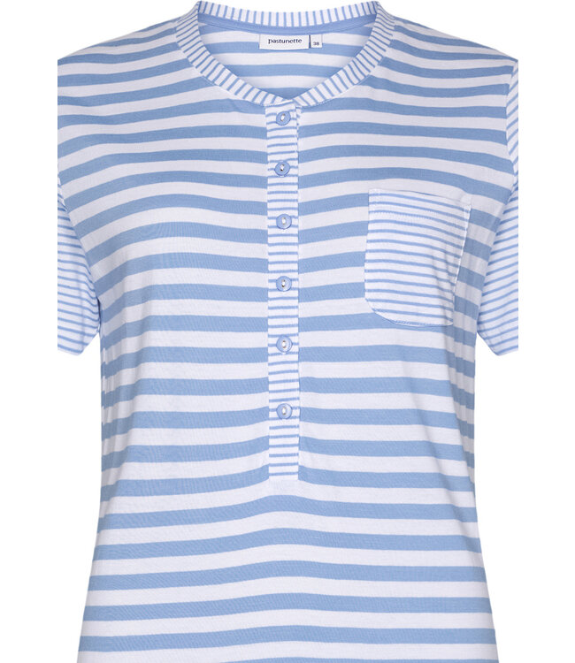 ladies cotton pyjama set with buttons 'stripey blue'