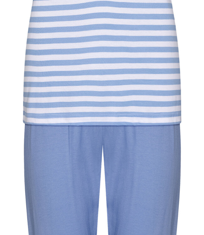 ladies cotton pyjama set with buttons 'stripey blue'