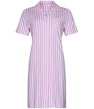 Pastunette full button short sleeve cotton nightdress 'pink stripes'